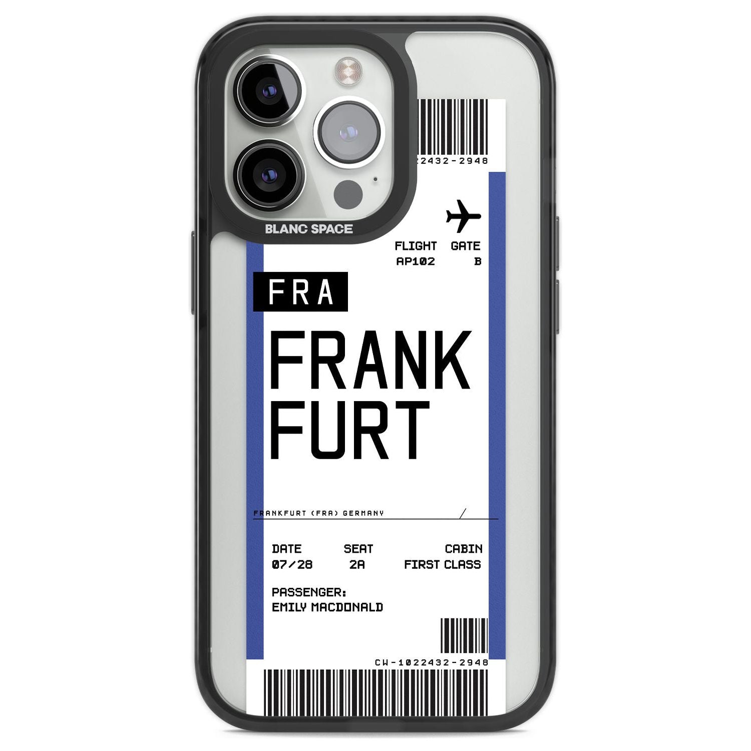 Personalised Frankfurt Boarding Pass Custom Phone Case iPhone 13 Pro / Black Impact Case,iPhone 14 Pro / Black Impact Case,iPhone 15 Pro Max / Black Impact Case,iPhone 15 Pro / Black Impact Case Blanc Space