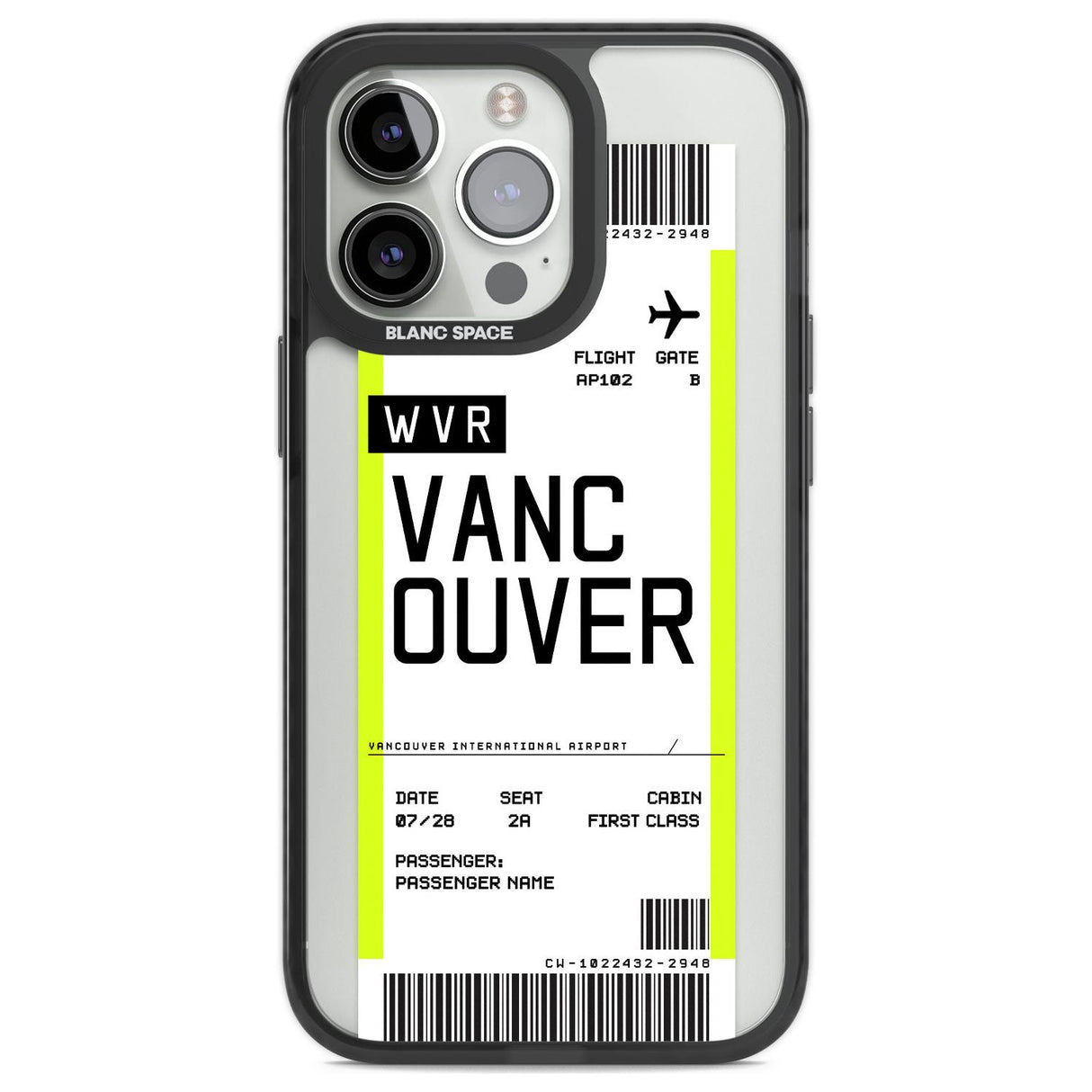 Personalised Vancouver Boarding Pass Custom Phone Case iPhone 13 Pro / Black Impact Case,iPhone 14 Pro / Black Impact Case,iPhone 15 Pro Max / Black Impact Case,iPhone 15 Pro / Black Impact Case Blanc Space