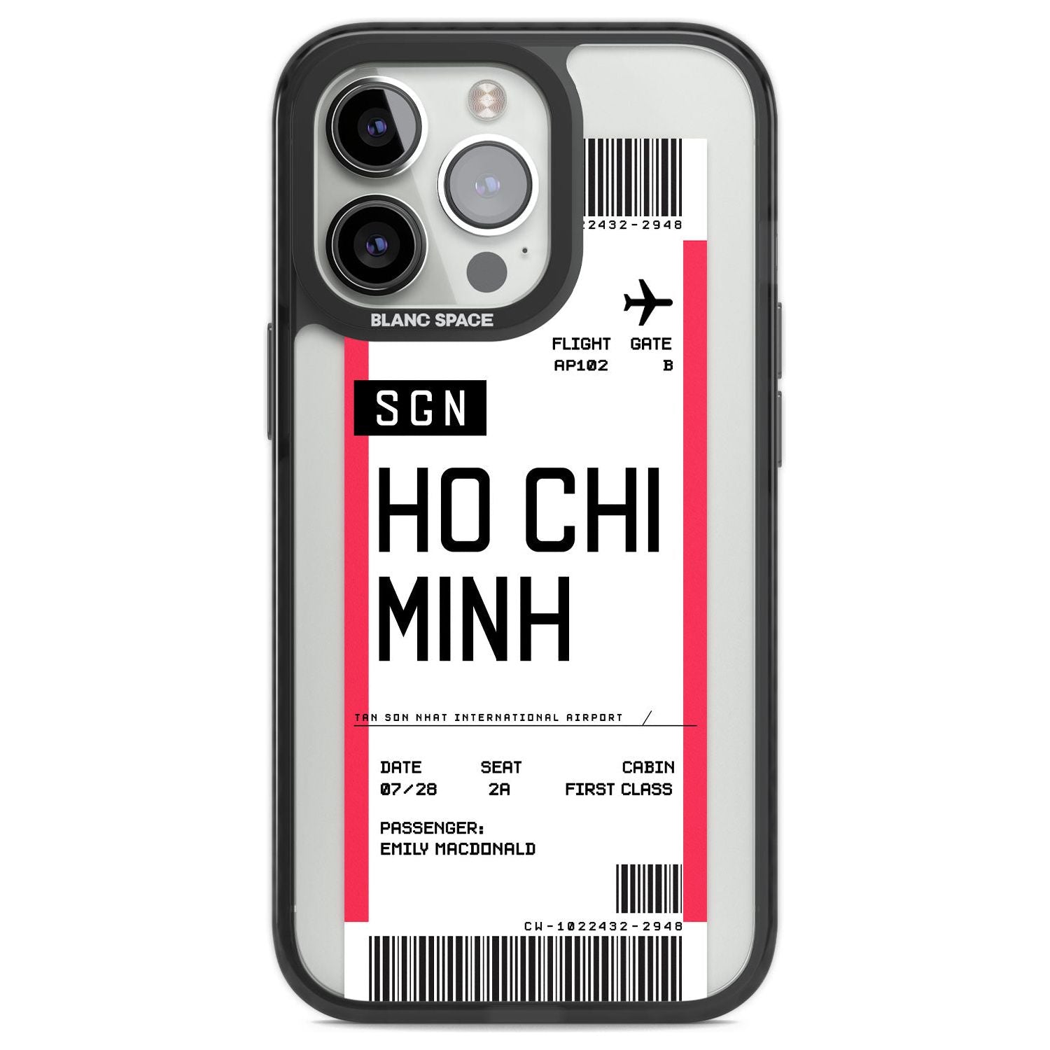 Personalised Ho Chi Minh City Boarding Pass Custom Phone Case iPhone 13 Pro / Black Impact Case,iPhone 14 Pro / Black Impact Case,iPhone 15 Pro Max / Black Impact Case,iPhone 15 Pro / Black Impact Case Blanc Space