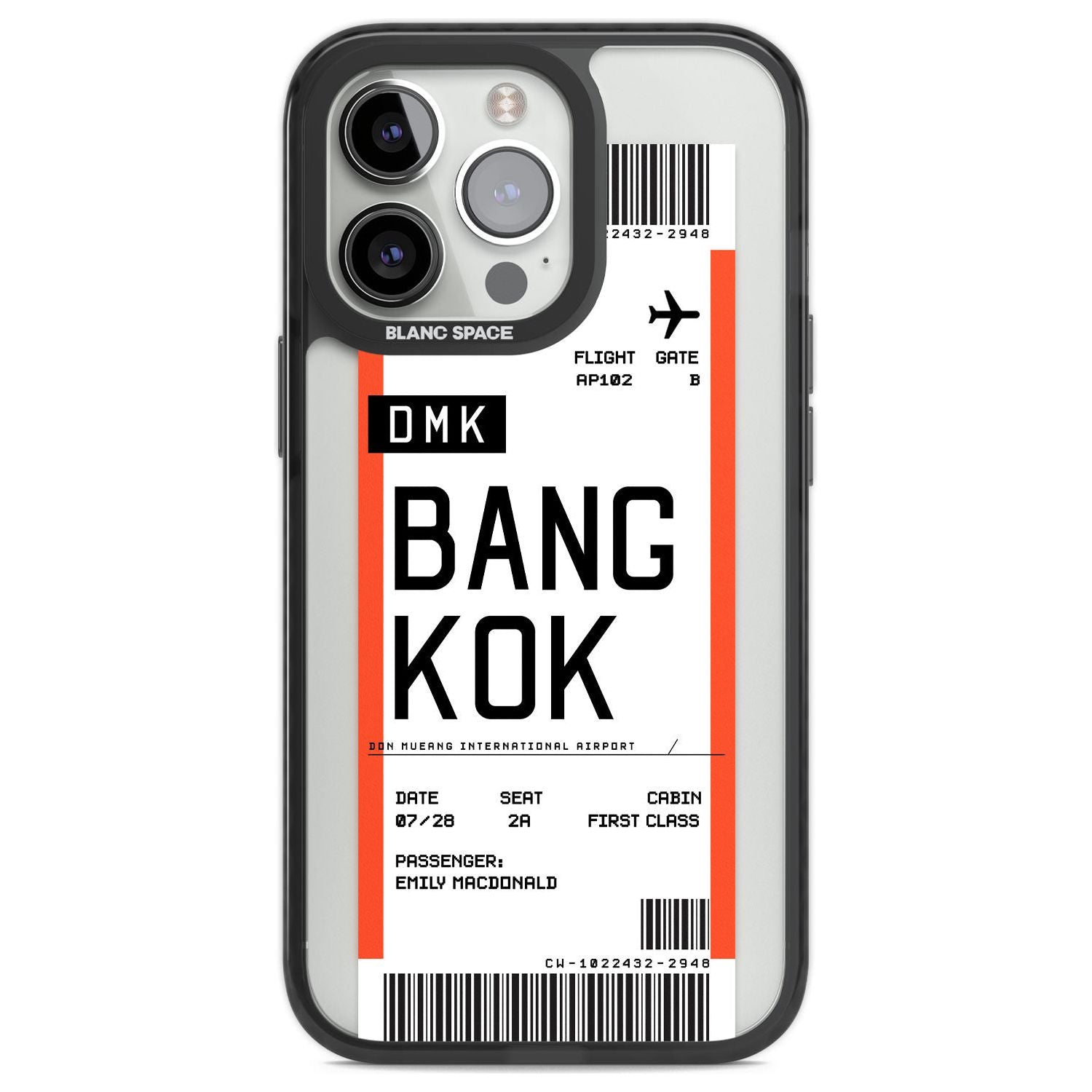 Personalised Bangkok Boarding Pass Custom Phone Case iPhone 13 Pro / Black Impact Case,iPhone 14 Pro / Black Impact Case,iPhone 15 Pro Max / Black Impact Case,iPhone 15 Pro / Black Impact Case Blanc Space