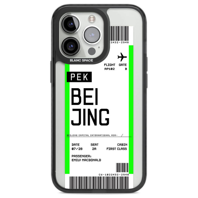 Personalised Beijing Boarding Pass Custom Phone Case iPhone 13 Pro / Black Impact Case,iPhone 14 Pro / Black Impact Case,iPhone 15 Pro Max / Black Impact Case,iPhone 15 Pro / Black Impact Case Blanc Space