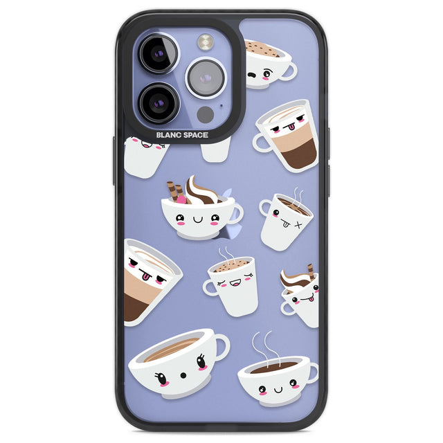 Coffee Faces Phone Case iPhone 13 Pro / Black Impact Case,iPhone 14 Pro / Black Impact Case,iPhone 15 Pro / Black Impact Case,iPhone 15 Pro Max / Black Impact Case Blanc Space