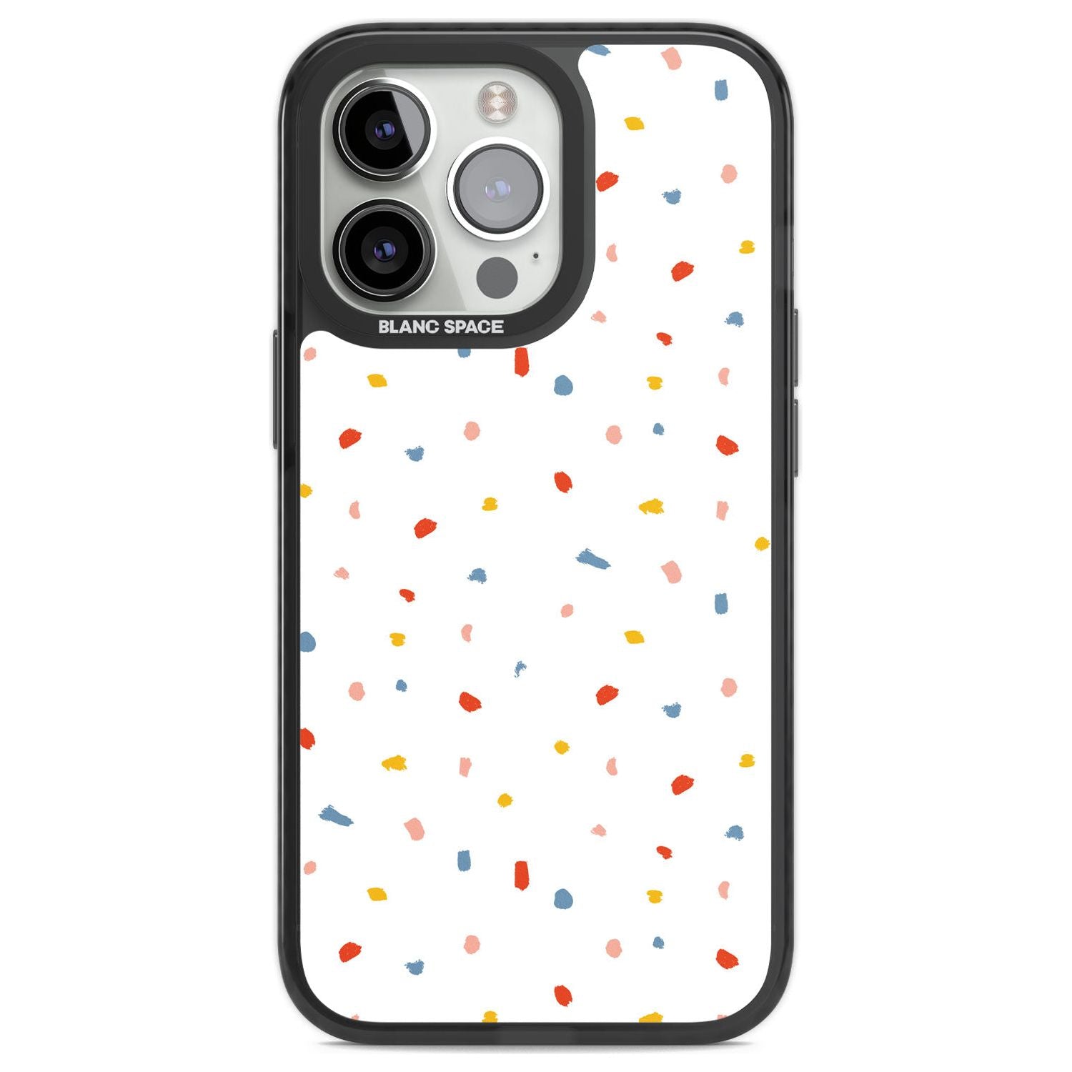 Confetti Print on Solid White Phone Case iPhone 13 Pro / Black Impact Case,iPhone 14 Pro / Black Impact Case,iPhone 15 Pro Max / Black Impact Case,iPhone 15 Pro / Black Impact Case Blanc Space