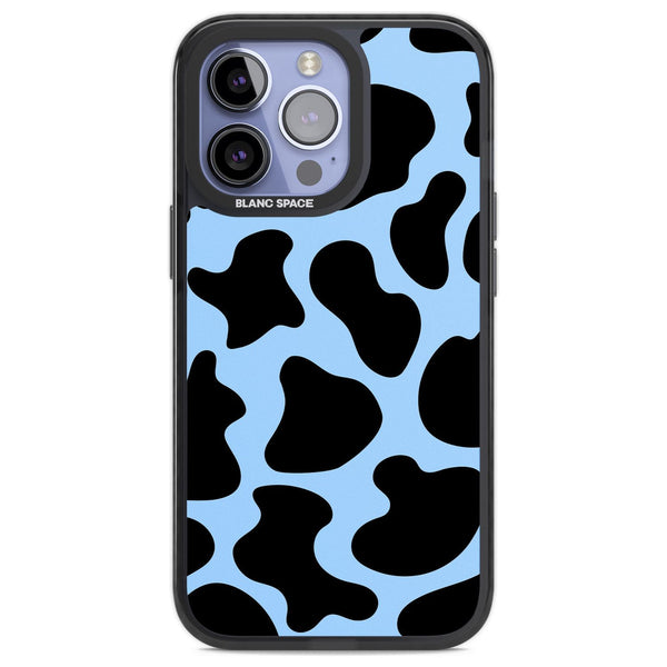 Blue And Black Cow Print