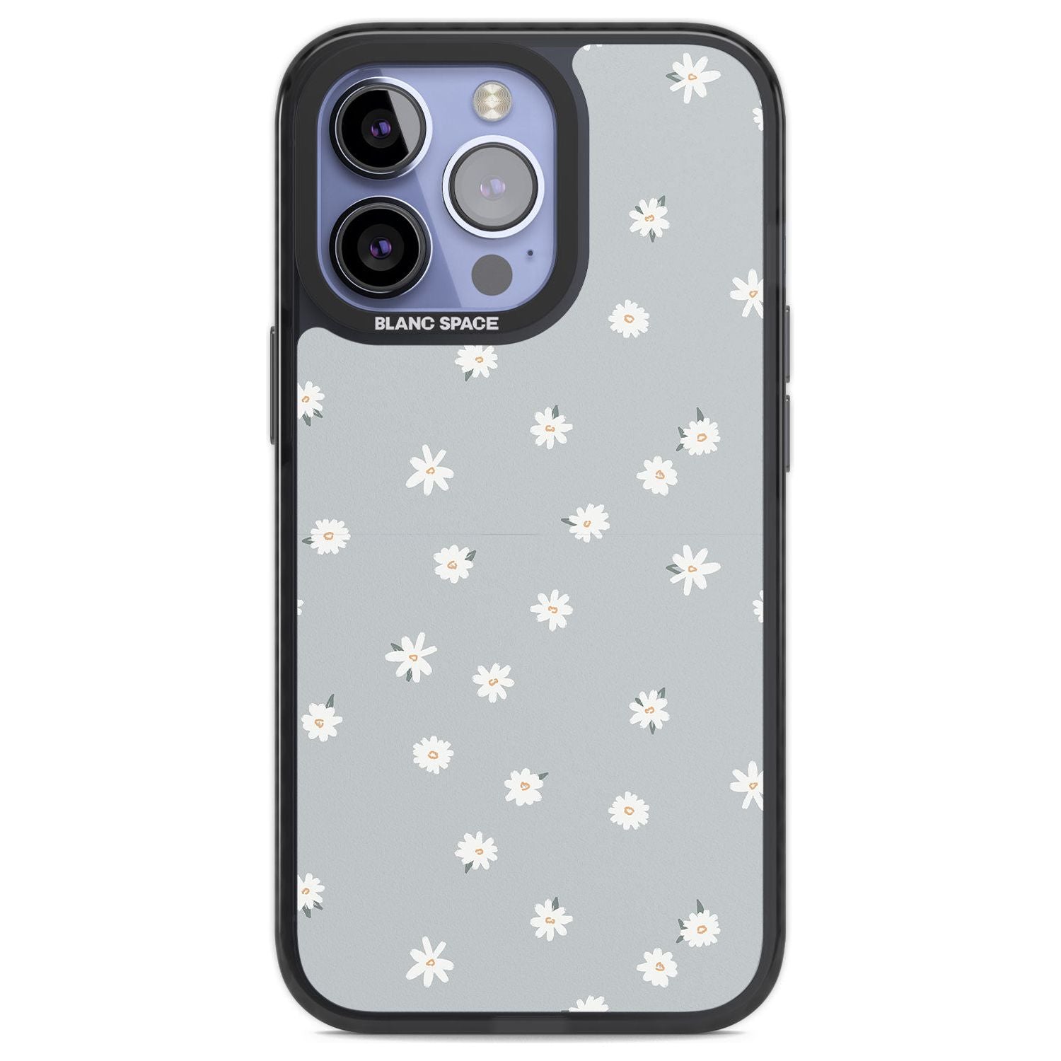 Painted Daisy Blue-Grey Cute Phone Case iPhone 13 Pro / Black Impact Case,iPhone 14 Pro / Black Impact Case,iPhone 15 Pro Max / Black Impact Case,iPhone 15 Pro / Black Impact Case Blanc Space