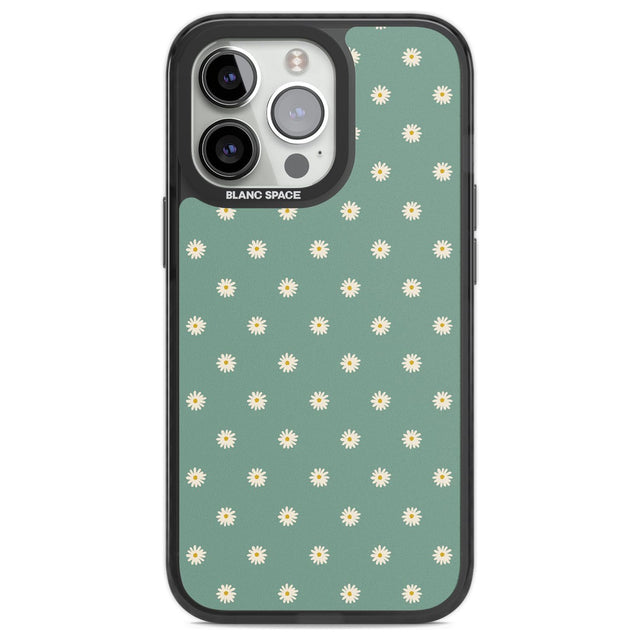 Daisy Pattern Teal Cute Floral Phone Case iPhone 13 Pro / Black Impact Case,iPhone 14 Pro / Black Impact Case,iPhone 15 Pro Max / Black Impact Case,iPhone 15 Pro / Black Impact Case Blanc Space