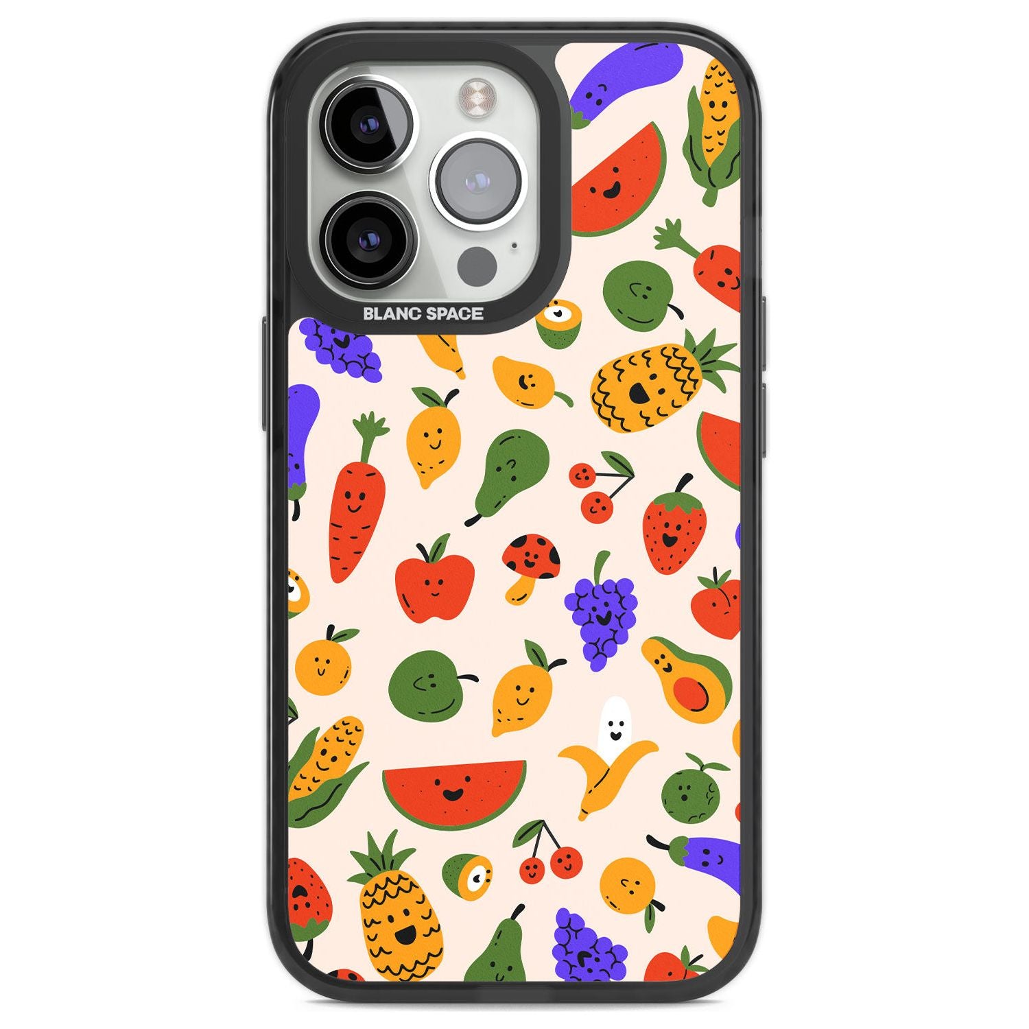 Mixed Kawaii Food Icons - Solid Phone Case iPhone 13 Pro / Black Impact Case,iPhone 14 Pro / Black Impact Case,iPhone 15 Pro Max / Black Impact Case,iPhone 15 Pro / Black Impact Case Blanc Space