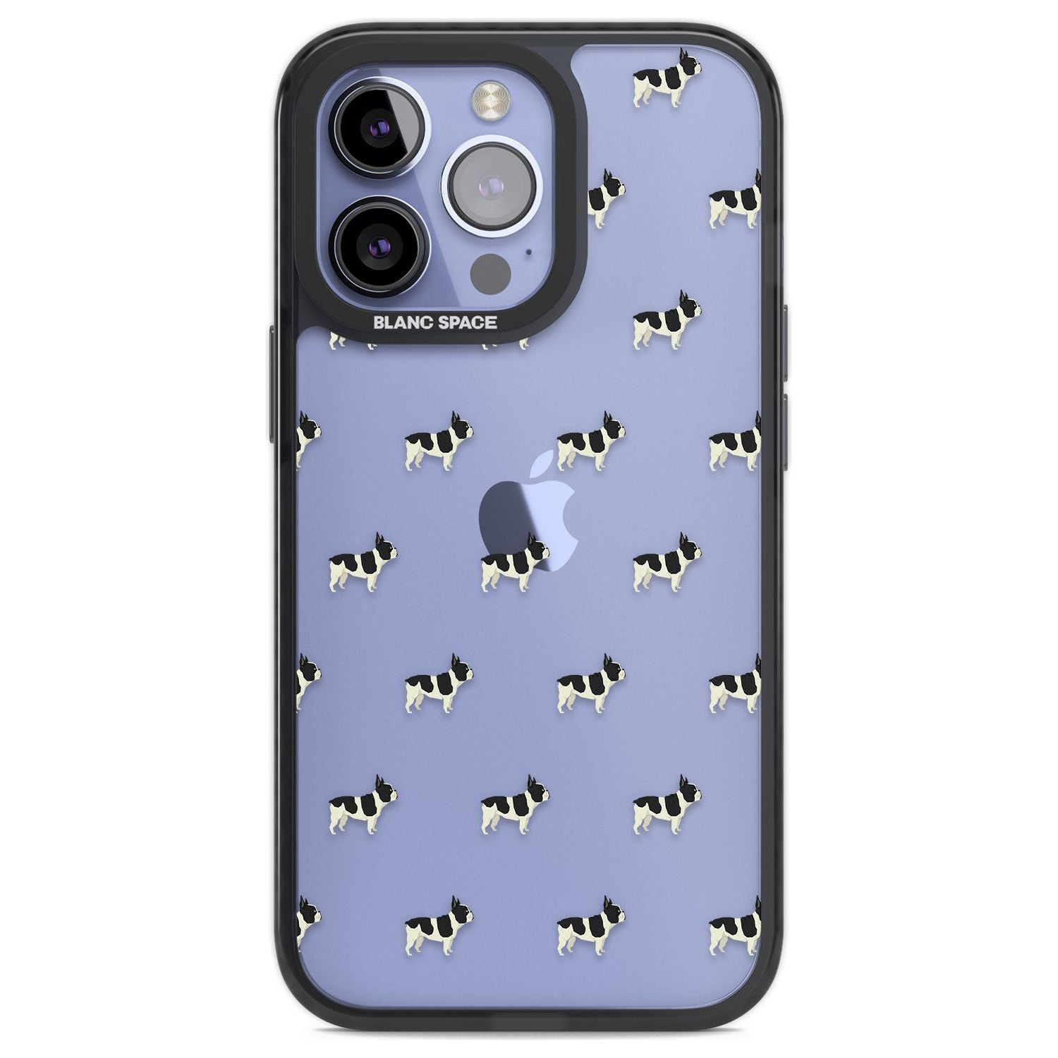 French Bulldog Dog Pattern Clear Phone Case iPhone 13 Pro / Black Impact Case,iPhone 14 Pro / Black Impact Case,iPhone 15 Pro Max / Black Impact Case,iPhone 15 Pro / Black Impact Case Blanc Space