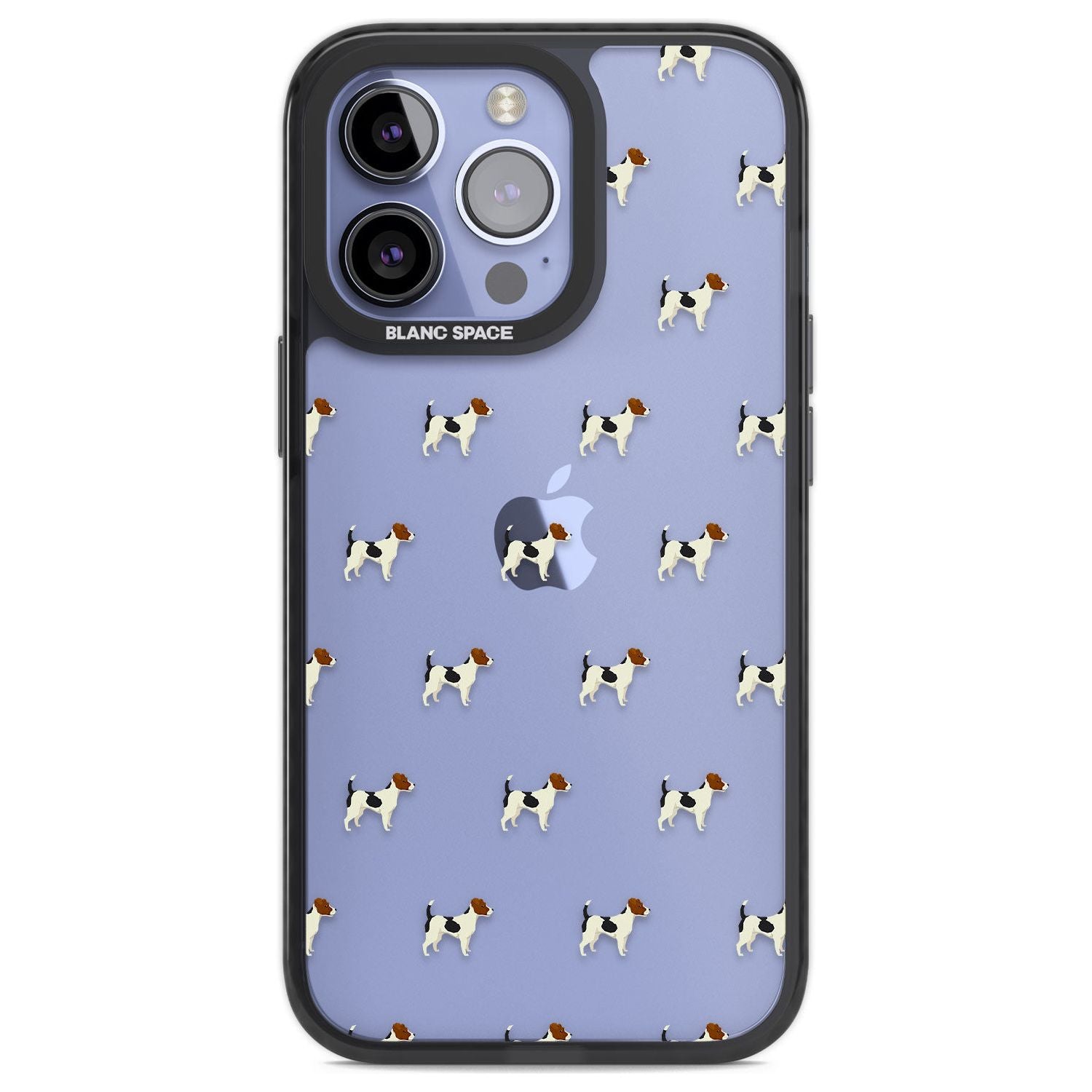 Jack Russell Terrier Dog Pattern Clear Phone Case iPhone 13 Pro / Black Impact Case,iPhone 14 Pro / Black Impact Case,iPhone 15 Pro Max / Black Impact Case,iPhone 15 Pro / Black Impact Case Blanc Space
