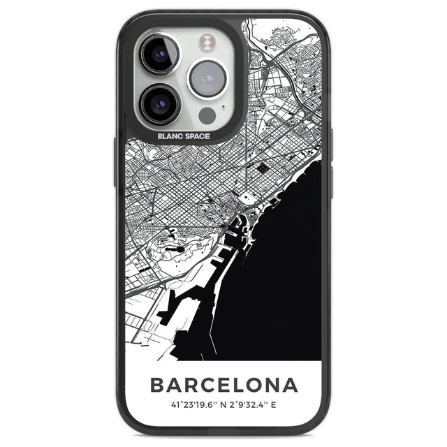 Map of Barcelona, Spain Phone Case iPhone 13 Pro / Black Impact Case,iPhone 14 Pro / Black Impact Case,iPhone 15 Pro / Black Impact Case,iPhone 15 Pro Max / Black Impact Case Blanc Space