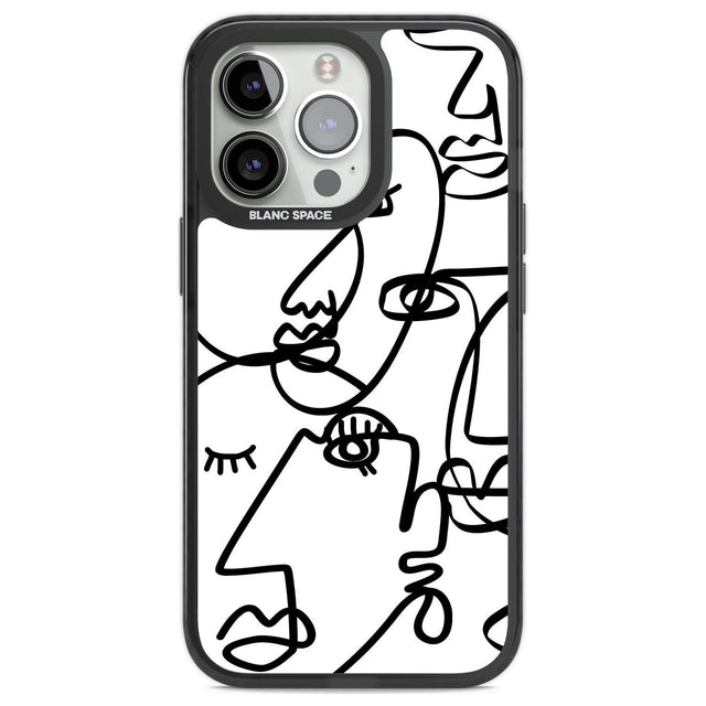 Abstract Continuous Line Faces Black on White Phone Case iPhone 13 Pro / Black Impact Case,iPhone 14 Pro / Black Impact Case,iPhone 15 Pro Max / Black Impact Case,iPhone 15 Pro / Black Impact Case Blanc Space