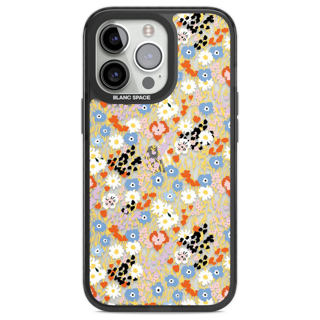 Busy Floral Mix: Transparent Phone Case iPhone 13 Pro / Black Impact Case,iPhone 14 Pro / Black Impact Case,iPhone 15 Pro Max / Black Impact Case,iPhone 15 Pro / Black Impact Case Blanc Space