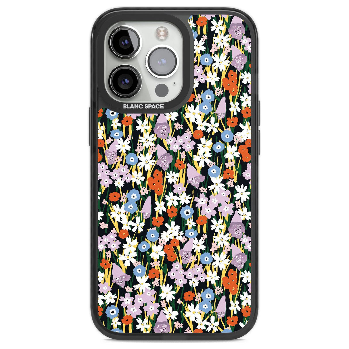 Energetic Floral Mix: Solid Phone Case iPhone 13 Pro / Black Impact Case,iPhone 14 Pro / Black Impact Case,iPhone 15 Pro Max / Black Impact Case,iPhone 15 Pro / Black Impact Case Blanc Space
