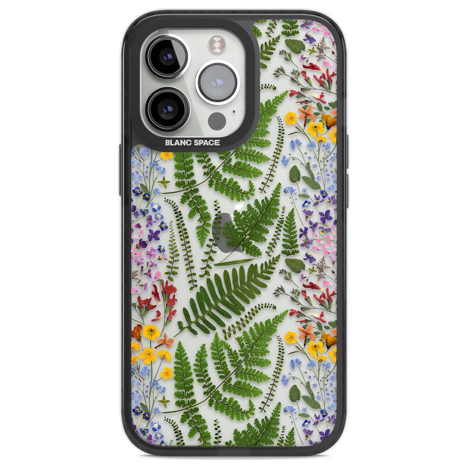 Busy Floral and Fern Design Phone Case iPhone 13 Pro / Black Impact Case,iPhone 14 Pro / Black Impact Case,iPhone 15 Pro Max / Black Impact Case,iPhone 15 Pro / Black Impact Case Blanc Space
