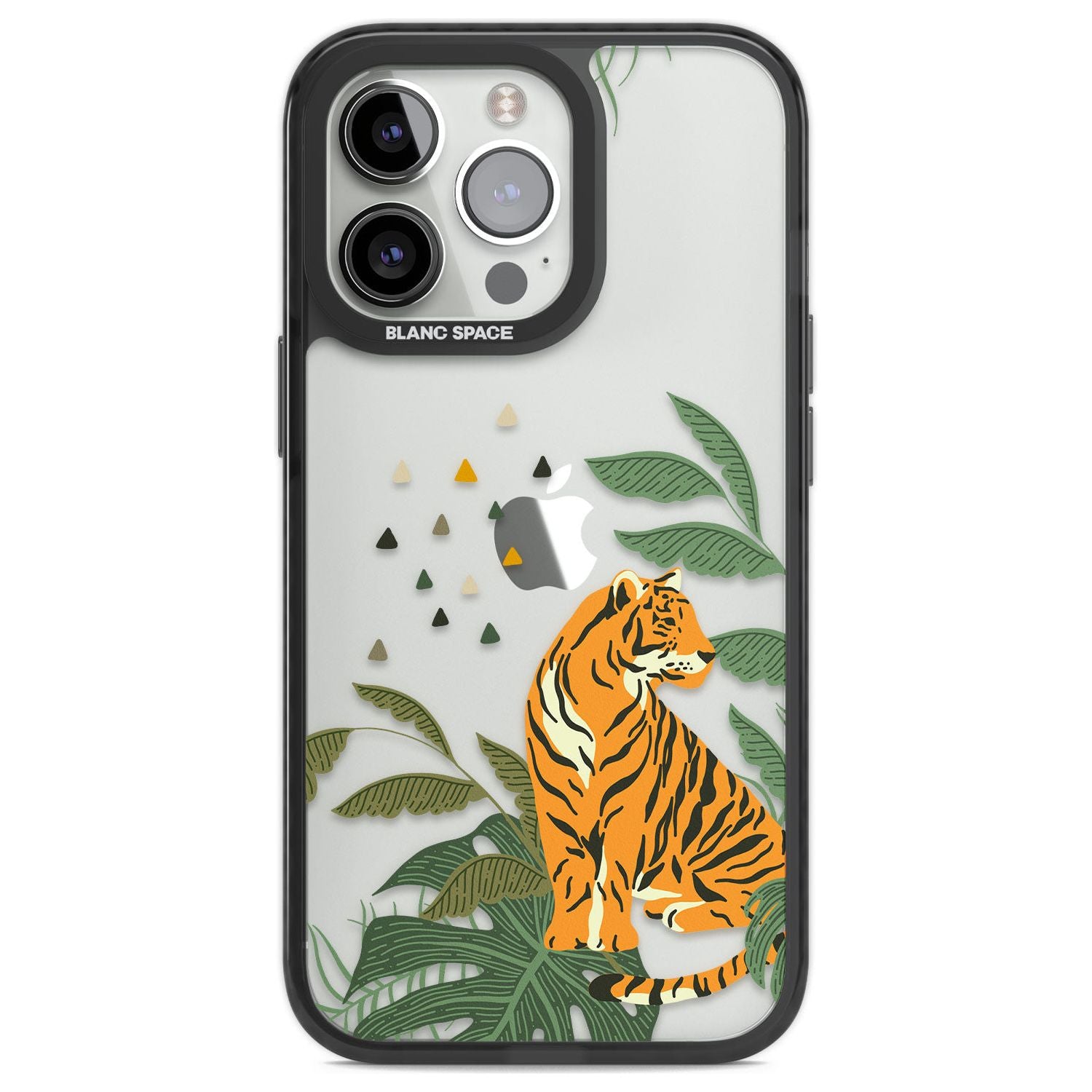 Large Tiger Clear Jungle Cat Pattern Phone Case iPhone 13 Pro / Black Impact Case,iPhone 14 Pro / Black Impact Case,iPhone 15 Pro Max / Black Impact Case,iPhone 15 Pro / Black Impact Case Blanc Space