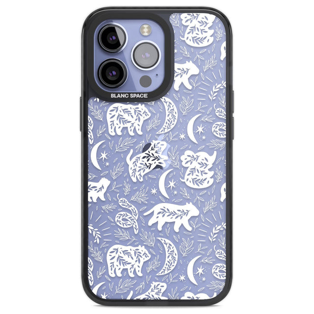 Forest Animal Silhouettes: White/Clear Phone Case iPhone 13 Pro / Black Impact Case,iPhone 14 Pro / Black Impact Case,iPhone 15 Pro / Black Impact Case,iPhone 15 Pro Max / Black Impact Case Blanc Space