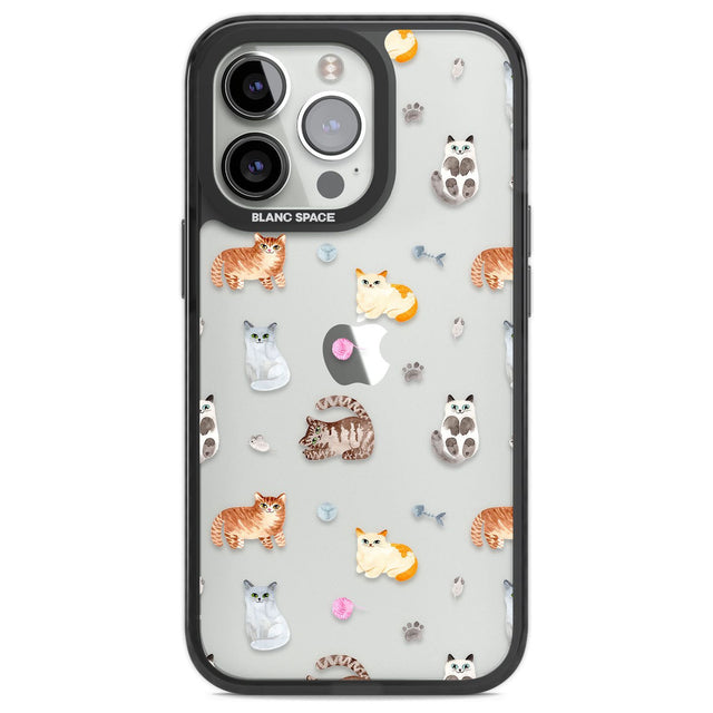 Cats with Toys - Clear Phone Case iPhone 13 Pro / Black Impact Case,iPhone 14 Pro / Black Impact Case,iPhone 15 Pro Max / Black Impact Case,iPhone 15 Pro / Black Impact Case Blanc Space
