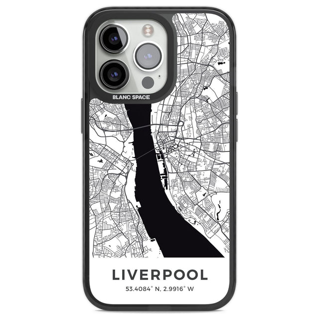 Map of Liverpool, England Phone Case iPhone 13 Pro / Black Impact Case,iPhone 14 Pro / Black Impact Case,iPhone 15 Pro Max / Black Impact Case,iPhone 15 Pro / Black Impact Case Blanc Space