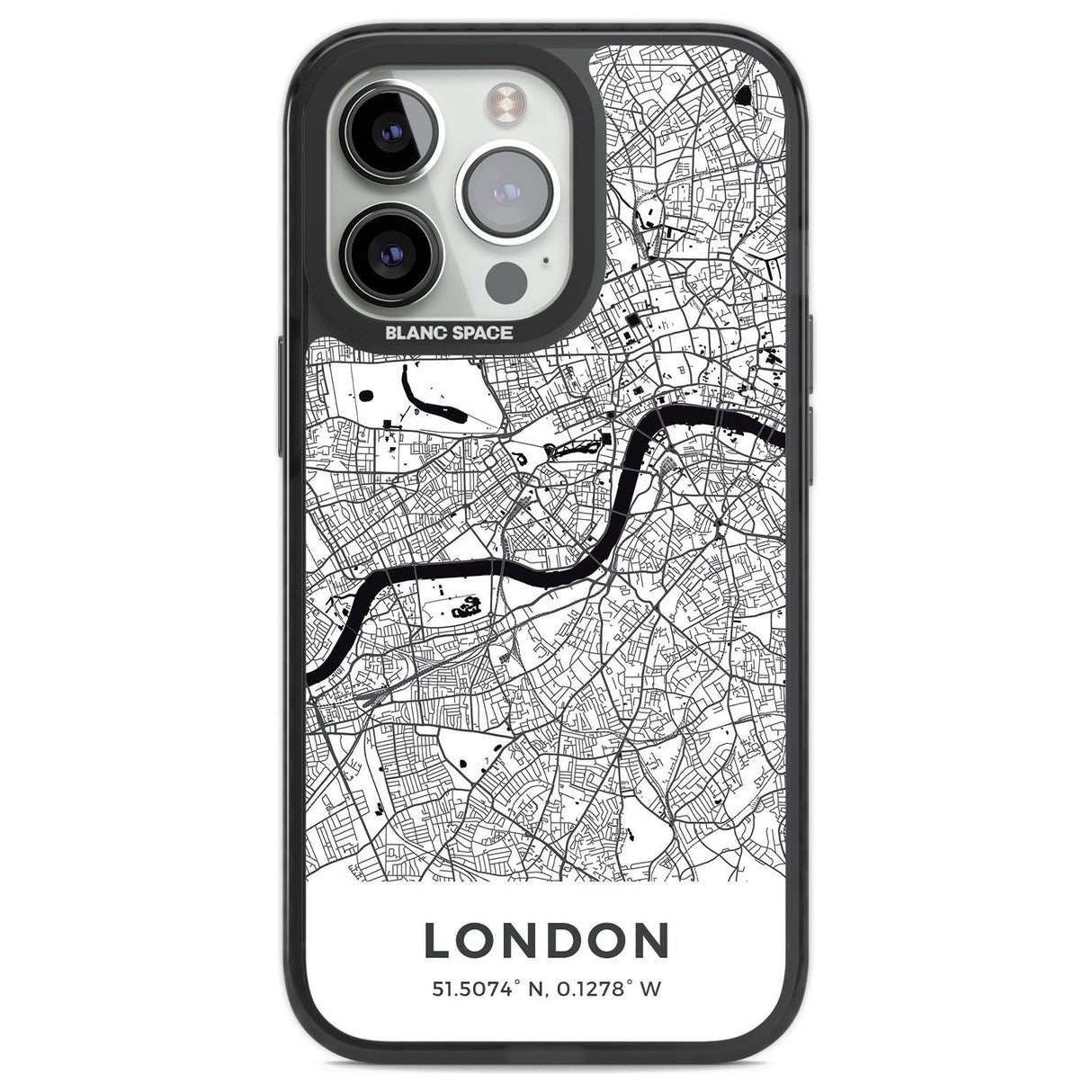 Map of London, England Phone Case iPhone 13 Pro / Black Impact Case,iPhone 14 Pro / Black Impact Case,iPhone 15 Pro Max / Black Impact Case,iPhone 15 Pro / Black Impact Case Blanc Space