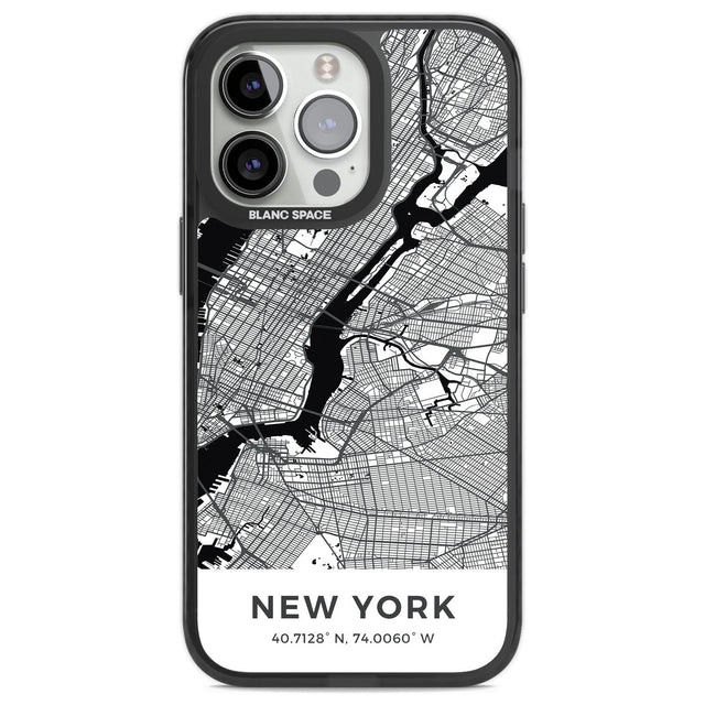 Map of New York, New York Phone Case iPhone 13 Pro / Black Impact Case,iPhone 14 Pro / Black Impact Case,iPhone 15 Pro Max / Black Impact Case,iPhone 15 Pro / Black Impact Case Blanc Space