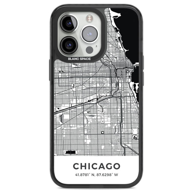 Map of Chicago, Illinois Phone Case iPhone 13 Pro / Black Impact Case,iPhone 14 Pro / Black Impact Case,iPhone 15 Pro Max / Black Impact Case,iPhone 15 Pro / Black Impact Case Blanc Space