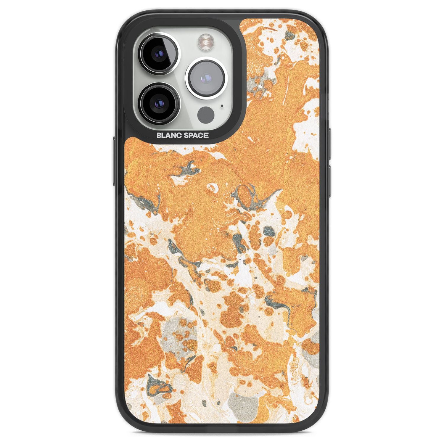 Orange Marbled Paper Pattern Phone Case iPhone 13 Pro / Black Impact Case,iPhone 14 Pro / Black Impact Case,iPhone 15 Pro Max / Black Impact Case,iPhone 15 Pro / Black Impact Case Blanc Space