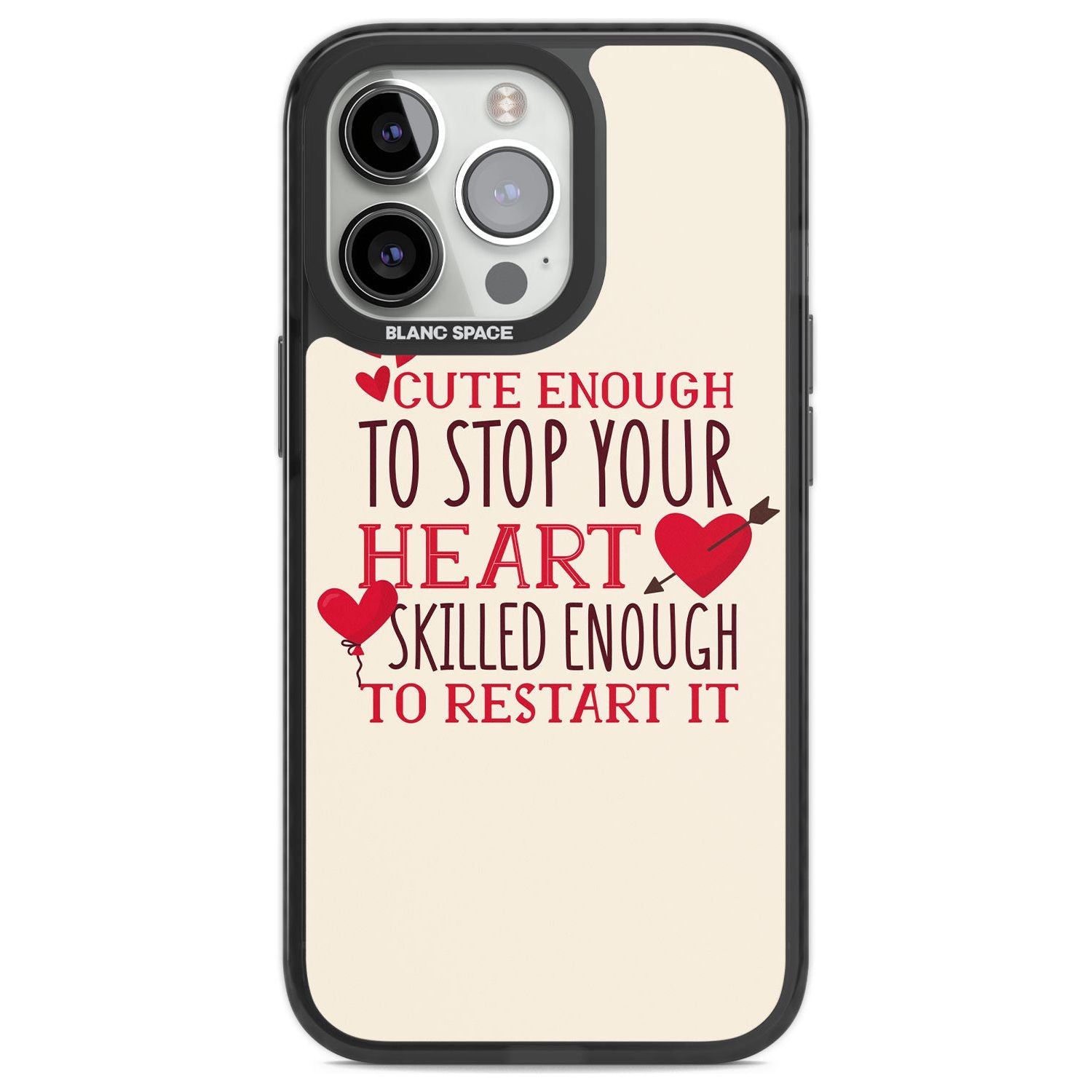 Medical Design Cute Enough to Stop Your Heart Phone Case iPhone 13 Pro / Black Impact Case,iPhone 14 Pro / Black Impact Case,iPhone 15 Pro Max / Black Impact Case,iPhone 15 Pro / Black Impact Case Blanc Space