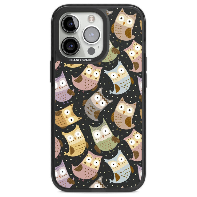 Cute Owl Pattern Phone Case iPhone 13 Pro / Black Impact Case,iPhone 14 Pro / Black Impact Case,iPhone 15 Pro / Black Impact Case,iPhone 15 Pro Max / Black Impact Case Blanc Space