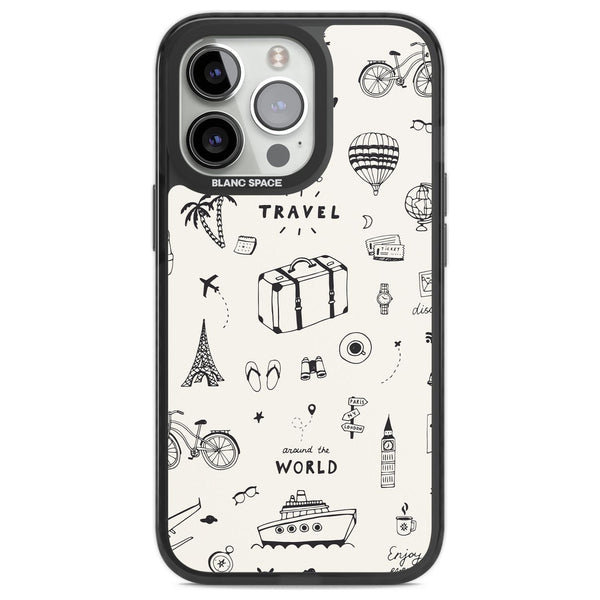 Cute Travel Pattern, White On