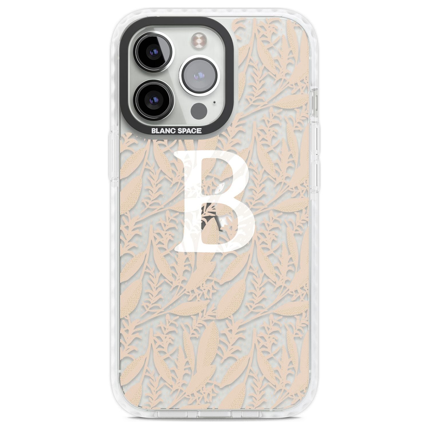 Personalised Subtle Monogram Abstract Floral Custom Phone Case iPhone 13 Pro / Impact Case,iPhone 14 Pro / Impact Case,iPhone 15 Pro Max / Impact Case,iPhone 15 Pro / Impact Case Blanc Space