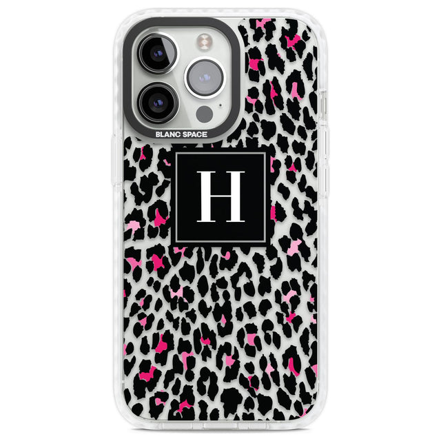 Personalised Pink Monogram Leopard Spots Custom Phone Case iPhone 13 Pro / Impact Case,iPhone 14 Pro / Impact Case,iPhone 15 Pro Max / Impact Case,iPhone 15 Pro / Impact Case Blanc Space