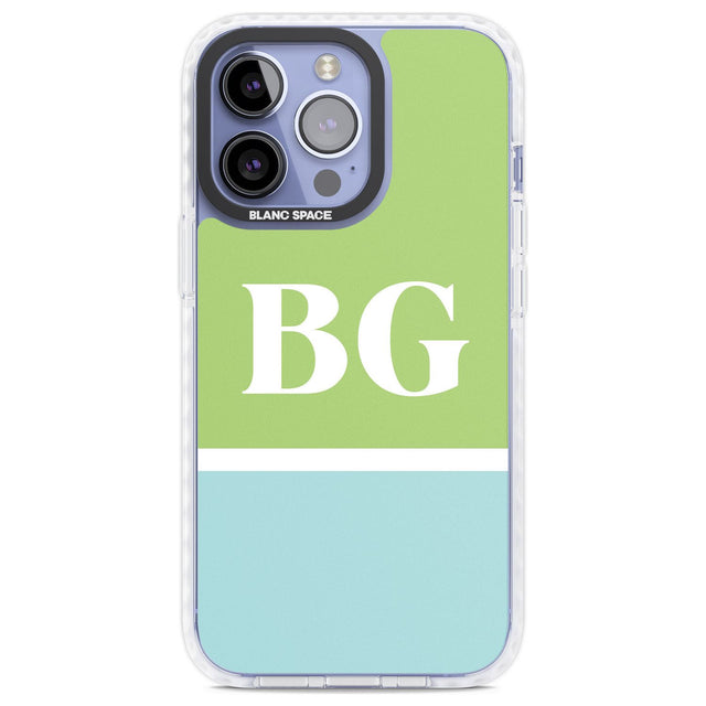 Personalised Colourblock: Green & Turquoise Custom Phone Case iPhone 13 Pro / Impact Case,iPhone 14 Pro / Impact Case,iPhone 15 Pro Max / Impact Case,iPhone 15 Pro / Impact Case Blanc Space