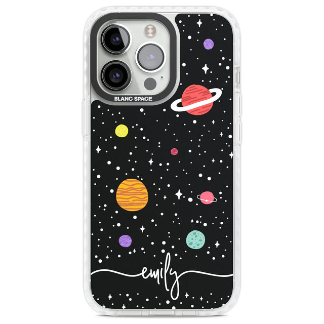 Personalised Cute Cartoon Planets Phone Case iPhone 13 Pro / Impact Case,iPhone 14 Pro / Impact Case,iPhone 15 Pro Max / Impact Case,iPhone 15 Pro / Impact Case Blanc Space