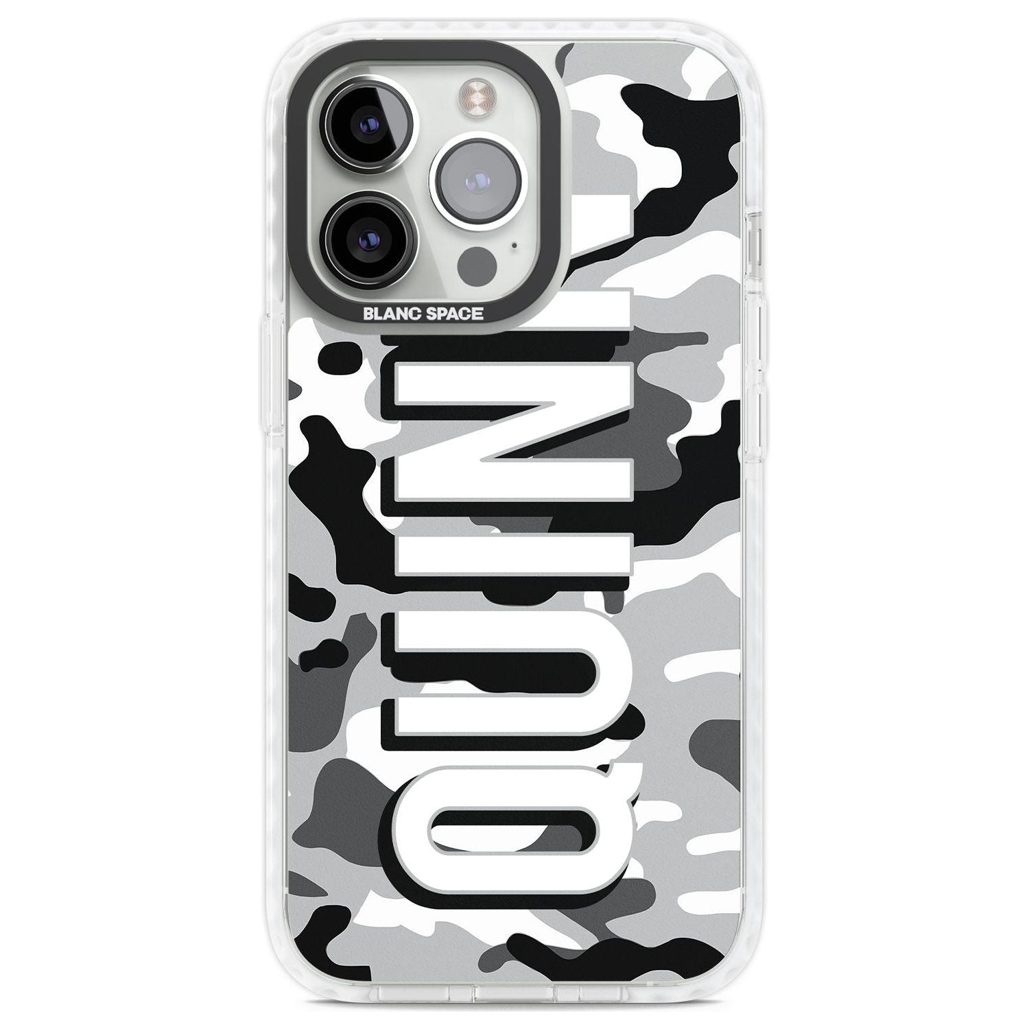 Personalised Greyscale Camo Custom Phone Case iPhone 13 Pro / Impact Case,iPhone 14 Pro / Impact Case,iPhone 15 Pro Max / Impact Case,iPhone 15 Pro / Impact Case Blanc Space