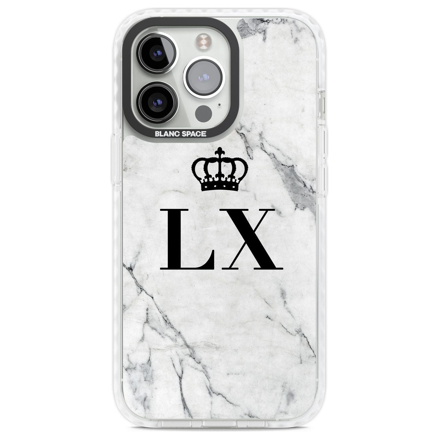 Personalised Initials with Crown on White Marble Custom Phone Case iPhone 13 Pro / Impact Case,iPhone 14 Pro / Impact Case,iPhone 15 Pro Max / Impact Case,iPhone 15 Pro / Impact Case Blanc Space