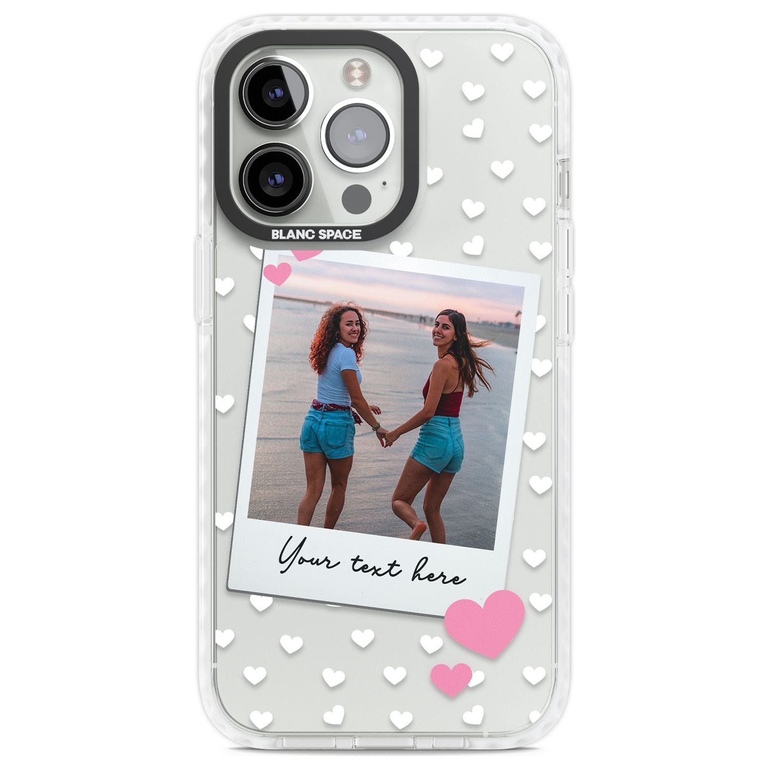 Personalised Instant Film & Hearts Photo Custom Phone Case iPhone 13 Pro / Impact Case,iPhone 14 Pro / Impact Case,iPhone 15 Pro Max / Impact Case,iPhone 15 Pro / Impact Case Blanc Space