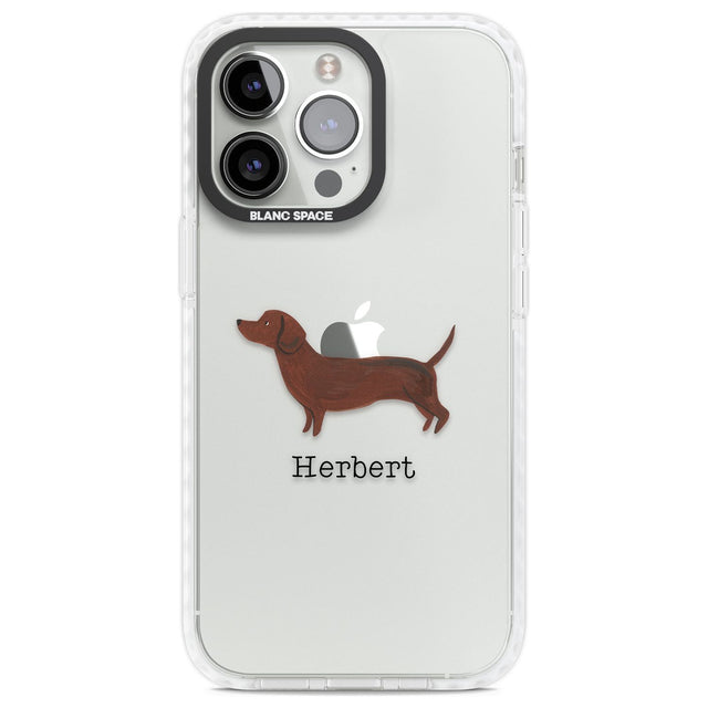 Personalised Hand Painted Sausage Dog Custom Phone Case iPhone 13 Pro / Impact Case,iPhone 14 Pro / Impact Case,iPhone 15 Pro Max / Impact Case,iPhone 15 Pro / Impact Case Blanc Space