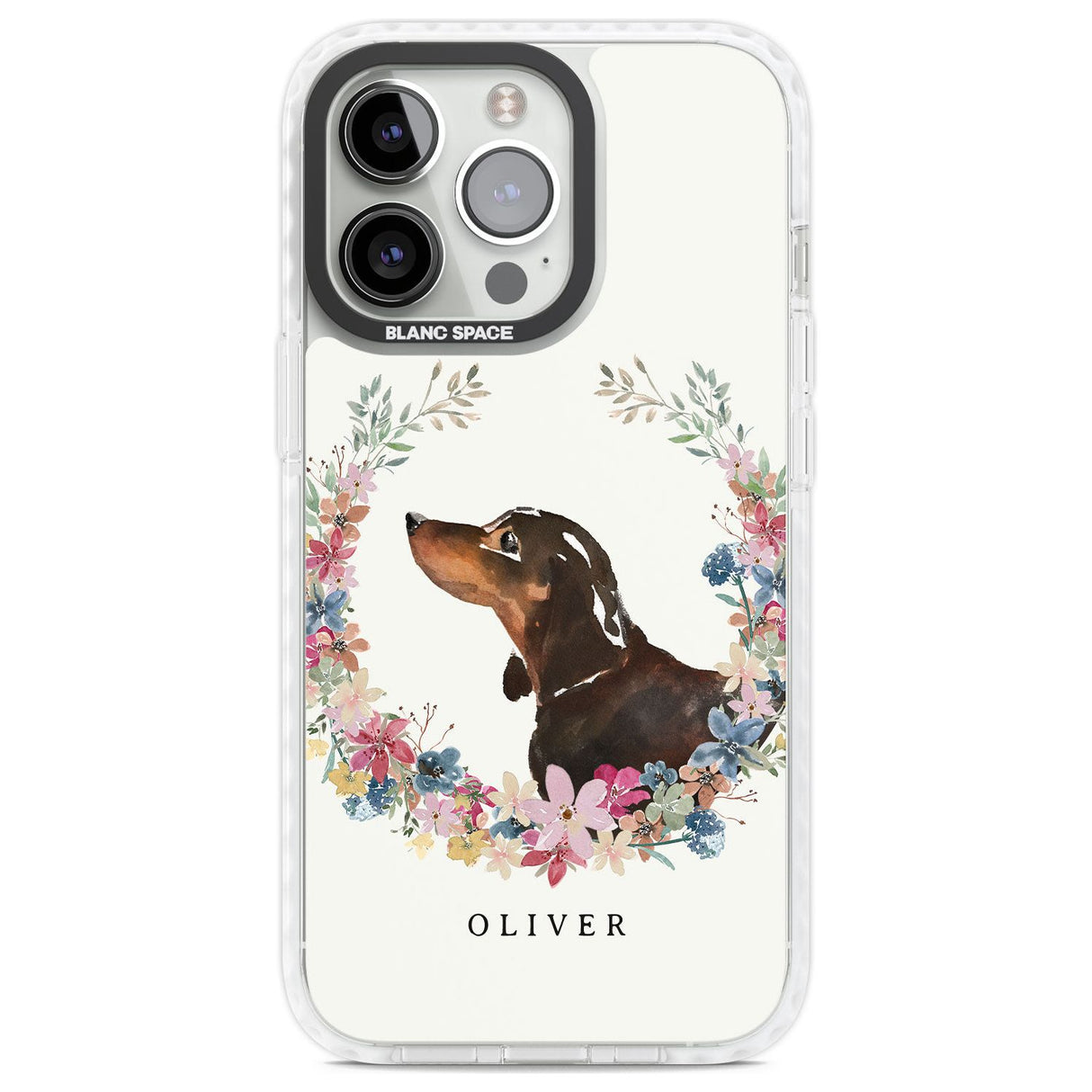 Personalised Black & Tan Dachshund - Watercolour Dog Portrait Custom Phone Case iPhone 13 Pro / Impact Case,iPhone 14 Pro / Impact Case,iPhone 15 Pro Max / Impact Case,iPhone 15 Pro / Impact Case Blanc Space