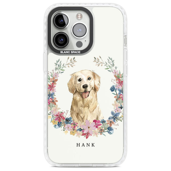 Personalised Golden Retriever Floral Portrait