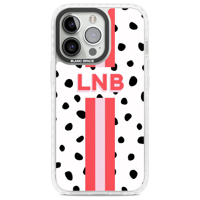 Personalised Polka & Pink Stripe Custom Phone Case iPhone 13 Pro / Impact Case,iPhone 14 Pro / Impact Case,iPhone 15 Pro Max / Impact Case,iPhone 15 Pro / Impact Case Blanc Space