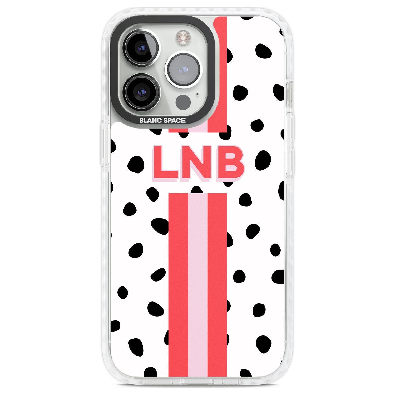 Personalised Polka & Pink Stripe Custom Phone Case iPhone 13 Pro / Impact Case,iPhone 14 Pro / Impact Case,iPhone 15 Pro Max / Impact Case,iPhone 15 Pro / Impact Case Blanc Space