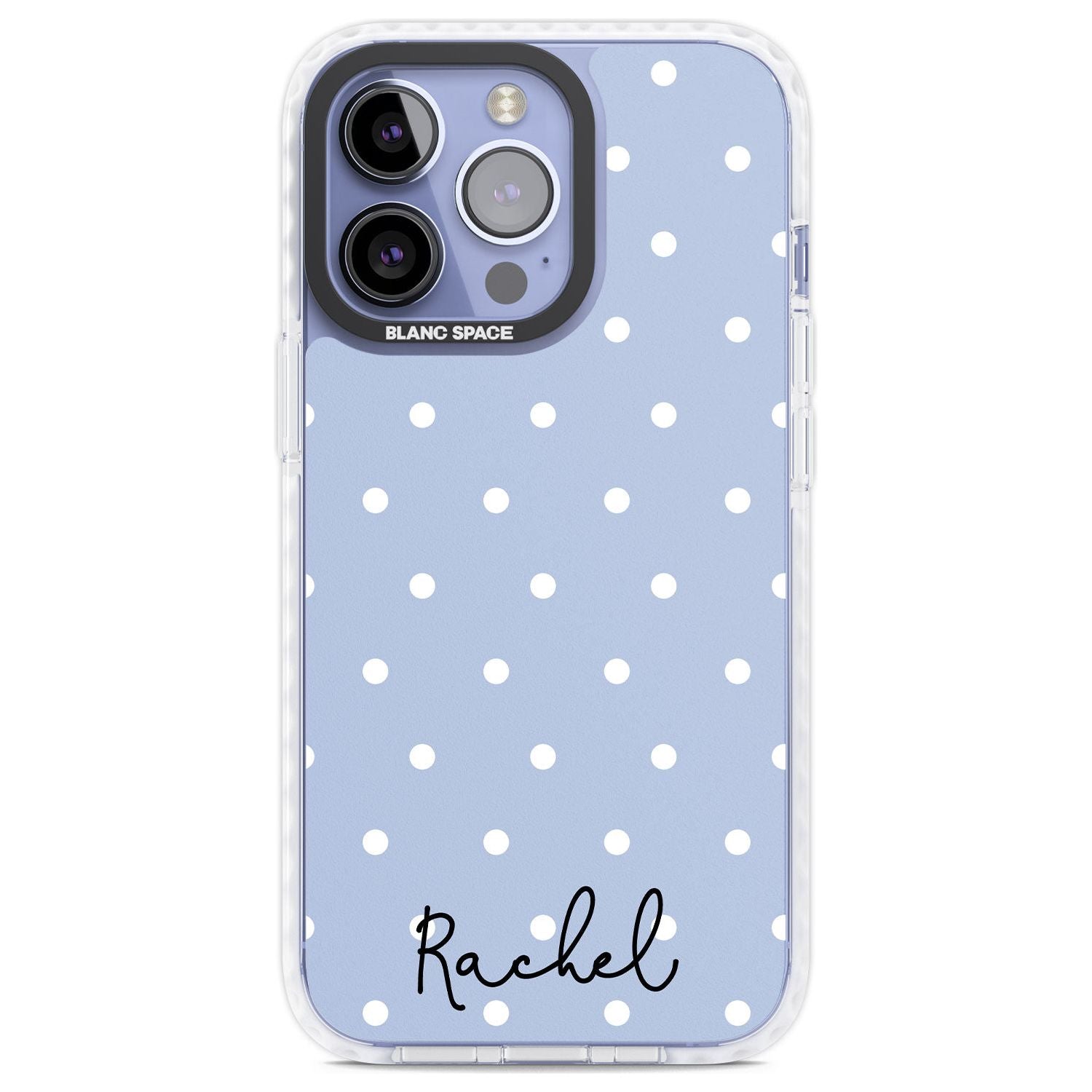 Personalised Simple Light Blue Dots Custom Phone Case iPhone 13 Pro / Impact Case,iPhone 14 Pro / Impact Case,iPhone 15 Pro Max / Impact Case,iPhone 15 Pro / Impact Case Blanc Space