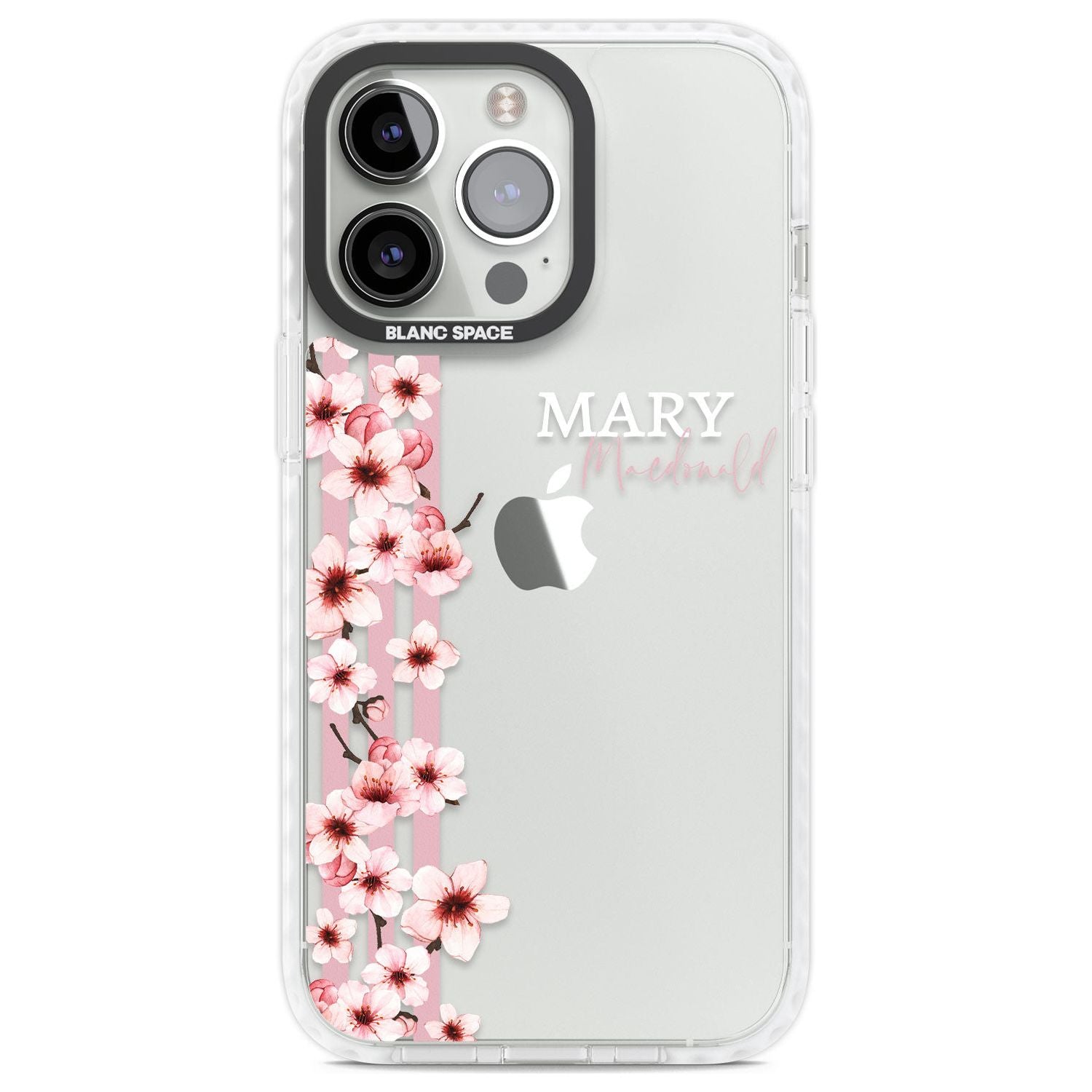 Personalised Cherry Blossoms & Stripes Custom Phone Case iPhone 13 Pro / Impact Case,iPhone 14 Pro / Impact Case,iPhone 15 Pro Max / Impact Case,iPhone 15 Pro / Impact Case Blanc Space