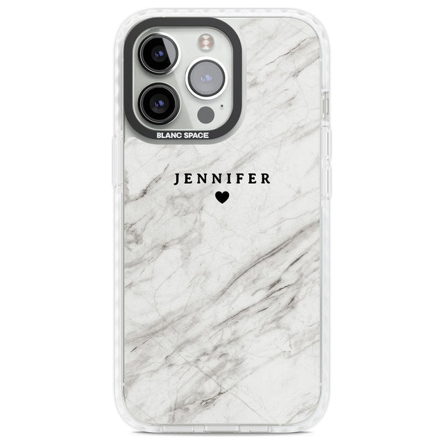 Personalised Light Grey & White Marble Texture Custom Phone Case iPhone 13 Pro / Impact Case,iPhone 14 Pro / Impact Case,iPhone 15 Pro Max / Impact Case,iPhone 15 Pro / Impact Case Blanc Space