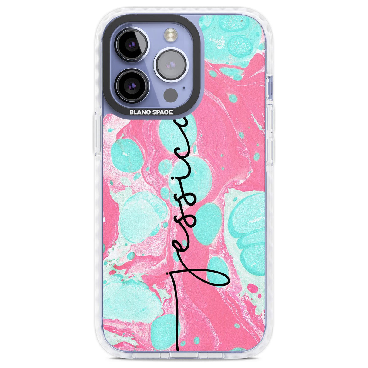 Personalised Turquoise & Pink - Marbled Custom Phone Case iPhone 13 Pro / Impact Case,iPhone 14 Pro / Impact Case,iPhone 15 Pro Max / Impact Case,iPhone 15 Pro / Impact Case Blanc Space