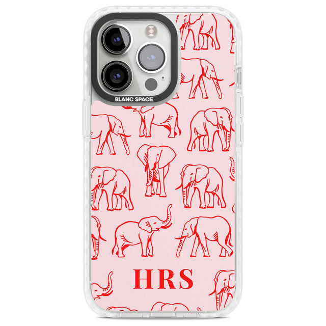 Personalised Red Elephant Outlines on Pink Custom Phone Case iPhone 13 Pro / Impact Case,iPhone 14 Pro / Impact Case,iPhone 15 Pro Max / Impact Case,iPhone 15 Pro / Impact Case Blanc Space