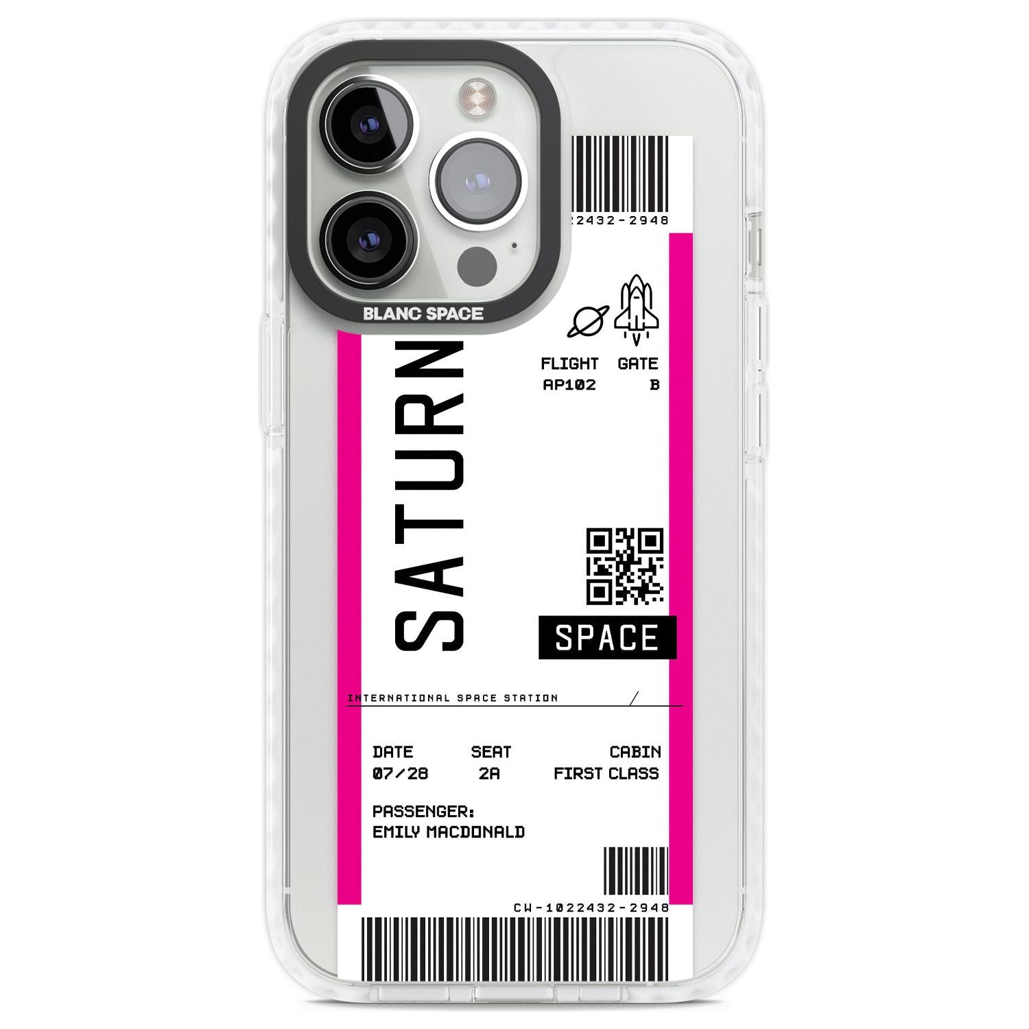 Personalised Saturn Space Travel Ticket Custom Phone Case iPhone 13 Pro / Impact Case,iPhone 14 Pro / Impact Case,iPhone 15 Pro Max / Impact Case,iPhone 15 Pro / Impact Case Blanc Space