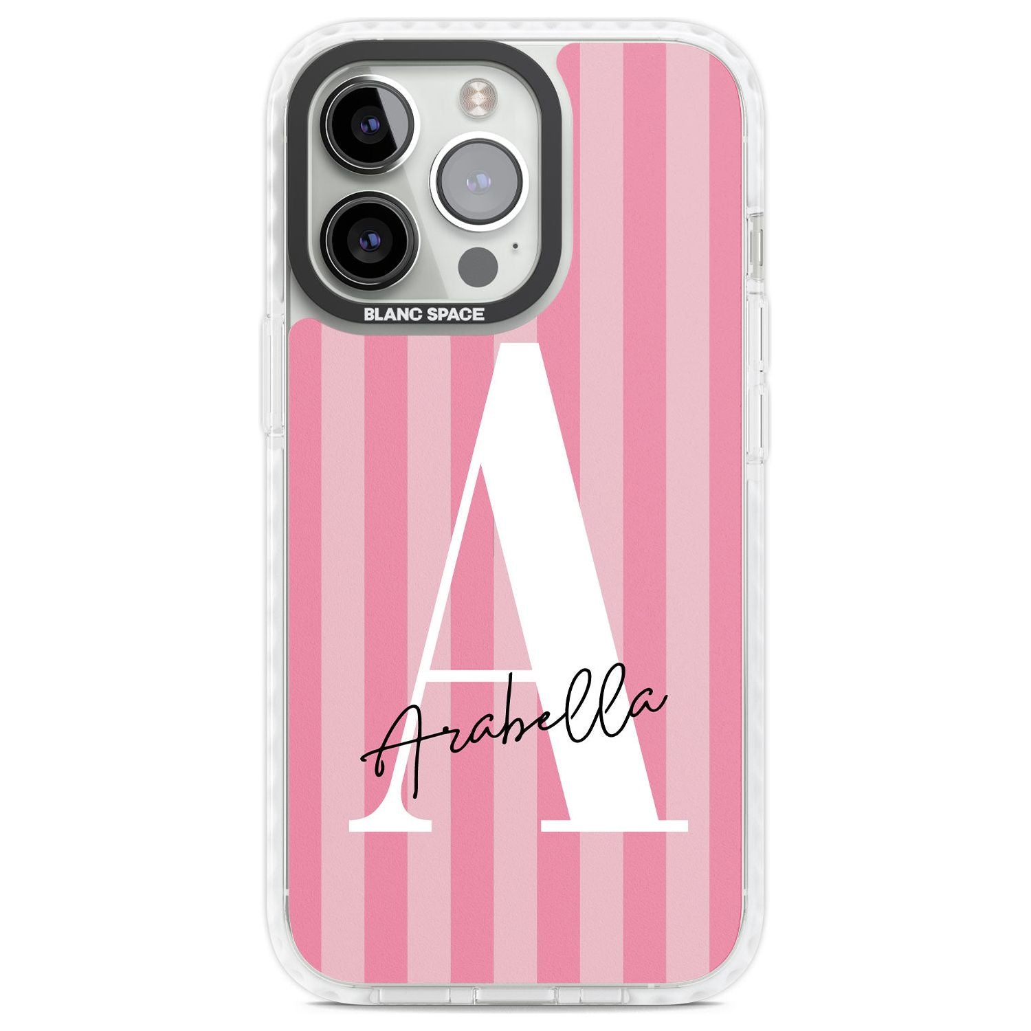Personalised Pink on Pink Stripes Custom Phone Case iPhone 13 Pro / Impact Case,iPhone 14 Pro / Impact Case,iPhone 15 Pro Max / Impact Case,iPhone 15 Pro / Impact Case Blanc Space