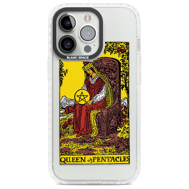 Personalised Queen of Pentacles Tarot Card - Colour Phone Case iPhone 13 Pro / Impact Case,iPhone 14 Pro / Impact Case,iPhone 15 Pro Max / Impact Case,iPhone 15 Pro / Impact Case Blanc Space