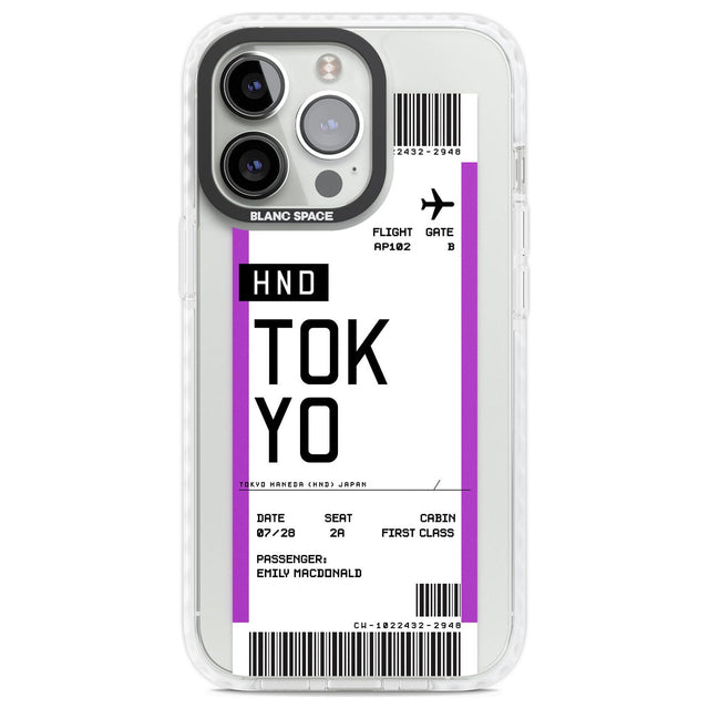 Personalised Tokyo Boarding Pass Custom Phone Case iPhone 13 Pro / Impact Case,iPhone 14 Pro / Impact Case,iPhone 15 Pro Max / Impact Case,iPhone 15 Pro / Impact Case Blanc Space